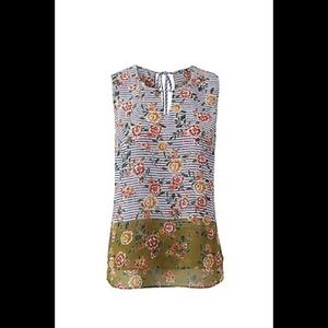 Cabi Floral Striped Penelope Tank Blouse #5354 M